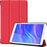 Custer textuur gekleurde tekening horizontale flip PU lederen tas voor Huawei MediaPad M5 Lite 8.0, met drievoudige houder (rood)