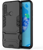 Shockproof PC + TPU Case voor Huawei P20lite 2019 / Nova5i, met houder (zwart)