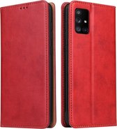 Voor Galaxy A71 Fierre Shann PU lederen textuur horizontale flip lederen tas met houder & kaartsleuven & portemonnee (rood)
