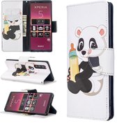 Voor Sony Xperia 5 / XZ5 Gekleurd Tekeningpatroon Horizontaal Flip Leren Tas met Houder & Kaartsleuven & Portemonnee (Babyfles Panda)