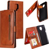 Voor Xiaomi Redmi Note 9 Pro Nine Card Zipper Bag Horizontal Flip Leather Case With Holder & Card Slots & Photo Frame & Wallet (Brown)