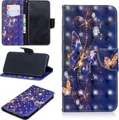 3D gekleurd tekenpatroon Horizontale flip lederen tas voor Galaxy A6 Plus, met houder & kaartsleuven & portemonnee (paarse vlinder)