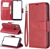 Retro lamsvacht textuur pure kleur horizontale flip pu lederen case voor voor Huawei Y6 2019 & Y6 Pro 2019, met houder & kaartsleuven & portemonnee & lanyard (rood)