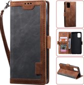 Voor huawei p40 pro retro splicing horizontale flip lederen tas met kaartsleuven en houder en portemonnee (grijs)