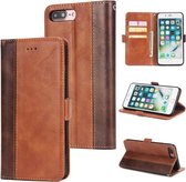 Voor iPhone 8 Plus & 7 Plus Retro textuur Contrastkleur Splicing Horizontaal Flip TPU + PU lederen tas met kaartsleuven & houder & portemonnee (bruin)