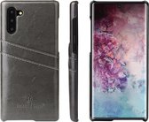 Fierre Shann Retro Oil Wax Texture PU lederen tas met kaartsleuven voor Galaxy Note 10 (zwart)