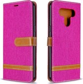 Voor LG K51 Kleuraanpassing Denim Textuur Horizontale Flip Leren Case met Houder & Kaartsleuven & Portemonnee & Lanyard (Rose Rood)