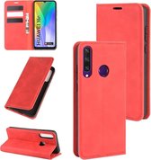 Voor huawei y6p retro-skin zakelijke magnetische zuig lederen tas met houder en kaartsleuven en portemonnee (rood)