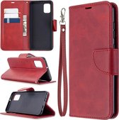Voor Samsung Galaxy A31 retro lamsvacht textuur pure kleur horizontale flip pu lederen case met houder & kaartsleuven & portemonnee & lanyard (rood)