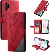Voor Samsung Galaxy Note 10 Pro Skin Feel Splicing Horizontaal Flip Leather Case met houder & kaartsleuven & portemonnee & fotolijst (rood)
