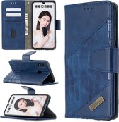 Voor Huawei P Smart (2019) Bijpassende kleur Krokodiltextuur Horizontale flip PU lederen hoes met houder & kaartsleuven & portemonnee (blauw)