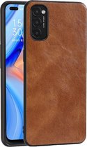 Voor OPPO Reno4 Pro Crazy Horse getextureerd kalfsleer PU + PC + TPU-hoes (bruin)