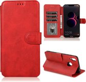 Voor Huawei Honor 8C Kalfs Textuur Magnetische Gesp Horizontale Flip Leren Case met Houder & Kaartsleuven & Portemonnee & Fotolijst (Rood)