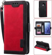 Voor Galaxy S9 Plus Retro Splicing Horizontale Flip lederen tas met kaartsleuven & houder & portemonnee (rood)