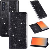 Voor Samsung Galaxy Note 10 Ultradunne glitter magnetische horizontale flip lederen tas met houder en kaartsleuven (zwart)