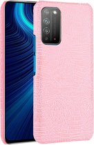 Voor Huawei Honor X10 5G / Honor X10 Schokbestendige krokodiltextuur PC + PU-hoes (roze)