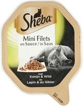 Sheba alu mini filets konijn / wild in saus - 85 gr - 22 stuks
