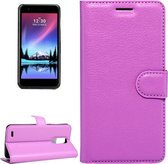 Voor LG K10 (2017) (EU-versie) Litchi Texture horizontale flip lederen tas met magnetische gesp & houder & kaartsleuven & portemonnee (paars)