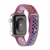 Voor Apple Watch Series 5 & 4 44mm / 3 & 2 & 1 42mm Rainbow Sport horlogeband (paars)