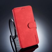 DG.MING Retro Oil Side Horizontal Flip Case voor Galaxy A7 (2018), met houder & kaartsleuven & portemonnee (rood)