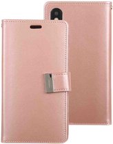 GOOSPERY RICH DAGBOEK Crazy Horse Texture horizontale flip lederen case voor iPhone XS Max, met kaartsleuven en portemonnee (rose goud)