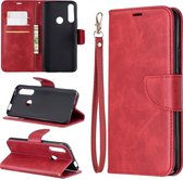 Retro lamsvacht textuur pure kleur horizontale flip pu lederen case voor Huawei P Smart Z, met houder & kaartsleuven & portemonnee & lanyard (rood)