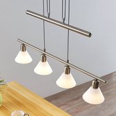 Lindby - hanglamp - 4 lichts - glas, ijzer - H: 14.5 cm - E14 - wit, gesatineerd nikkel