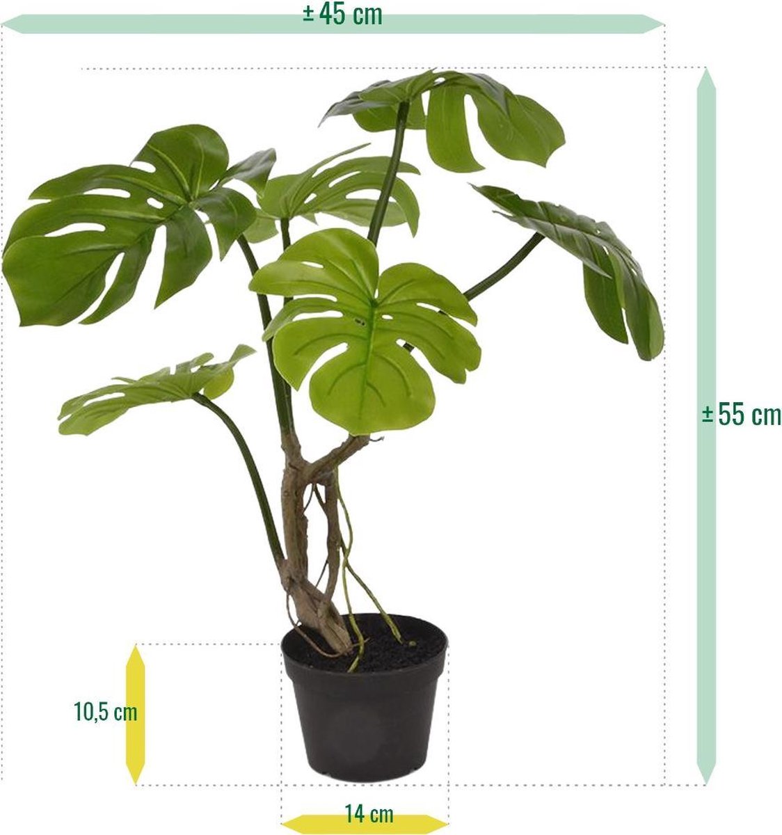 maxifleur Kunstplanten Monstera kunstplant 50cm Groen