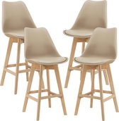 Barkruk set van 4 kunstleer en beuken 105x48x58 cm beige