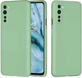 Voor OnePlus Nord effen kleur vloeibare siliconen valbestendige volledige dekking beschermhoes (groen)