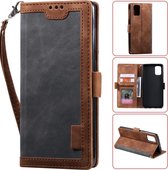 Voor Galaxy A71 Retro Splicing Horizontale Flip lederen hoes met kaartsleuven & houder & portemonnee (grijs)
