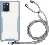 Voor vivo V20 SE acryl + kleur TPU schokbestendig hoesje met nekkoord (melkgrijs)