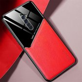 Voor OPPO Reno 2 Z All-inclusive leer + beschermhoes van organisch glas met metalen ijzeren plaat (rood)