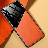 Voor OPPO A8 All-inclusive lederen + organische glazen beschermhoes met metalen ijzeren plaat (geel)
