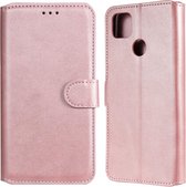 Voor Geschikt voor Xiaomi Redmi 9C Klassieke Kalfsstructuur PU + TPU Horizontale Flip Leren Case, met Houder & Kaartsleuven & Portemonnee (Rose Goud)