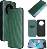 Voor Huawei Mate 40 Carbon Fiber Texture Magnetische Horizontale Flip TPU + PC + PU Leather Case met Card Slot (Groen)