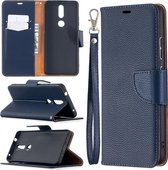 Voor Nokia 2.4 Litchi Textuur Pure Kleur Horizontale Flip Leren Case met Houder & Kaartsleuven & Portemonnee & Lanyard (Donkerblauw)