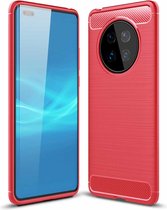 Voor Huawei Mate 40 geborstelde textuur koolstofvezel TPU-hoes (rood)