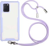 Voor Huawei P40 acryl + kleur TPU schokbestendig hoesje met nekkoord (paars)