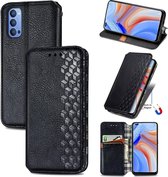 Voor OPPO Reno 4 4G Cubic Grid Pressed Horizontal Flip Magnetic PU Leather Case met houder & kaartsleuven & portemonnee (zwart)