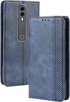 Magnetische gesp Retro Crazy Horse-textuur Horizontale lederen flip-hoes voor Vodafone Smart V10 (VFD730), met houder & kaartsleuven en fotolijst (Blie)