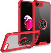 Armor Ring PC + TPU magnetische schokbestendige beschermhoes voor iPhone 8 Plus / 7 Plus (rood)