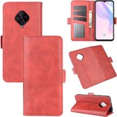 Voor Vivo V17 (Rusland) / X50 Lite / Y9S / S1 Pro Dubbelzijdige magnetische gesp Horizontale flip lederen tas met houder & kaartsleuven en portemonnee (rood)