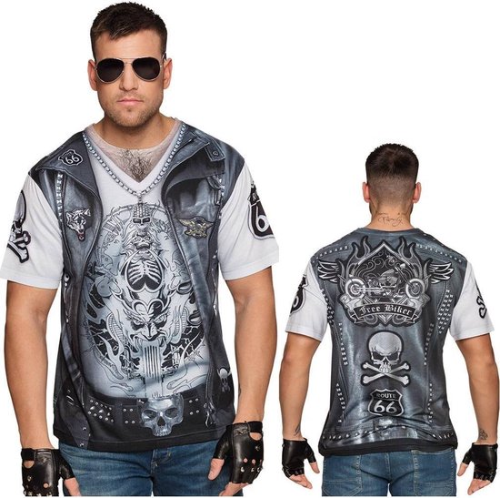 Fotorealistisch biker shirt heren.