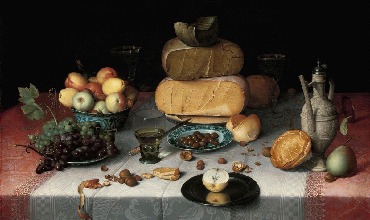 Schilderij - stilleven met kazen - Collectie dutch masters - Dibond wit - 118x70cm