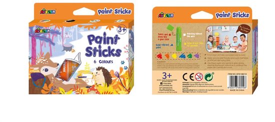 Bâtons de peinture Avenir : 6 couleurs, boîte 14,8x2,4 cm, 3+