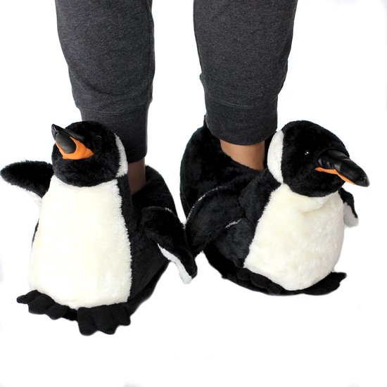 Chaussons / chaussons animaux pingouin en peluche pour enfant - Garçons/ filles - Chaussons pingouin S (34-36)