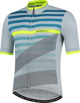 Rogelli Stripe Fietsshirt - Korte Mouwen - Heren - Grijs, Groen, Fluor - Maat XL