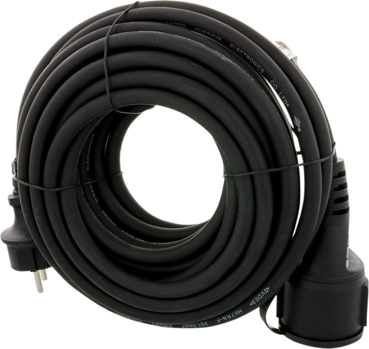 EXIN Verlengsnoer - Spatwaterdicht IP44 - Met randaarde - 10 meter - Zwart