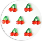 Forex Wandcirkel - Patroon van Rode Kersjes - 20x20cm Foto op Wandcirkel (met ophangsysteem)